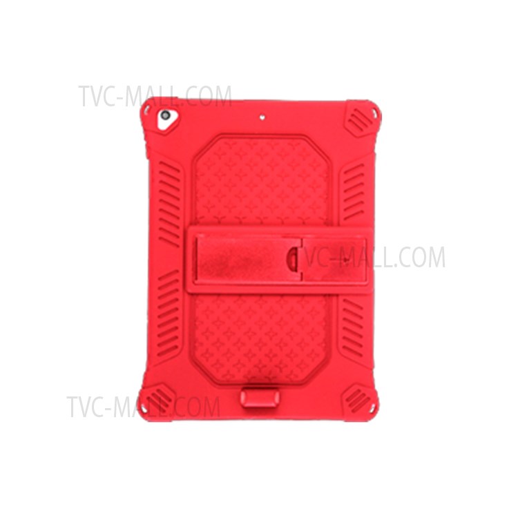 Kickstand PC Soft Silicone Case with Hanging Rope for iPad 10.2 (2021)/(2020)/(2019)/Air 10.5 inch (2019) - Red-3