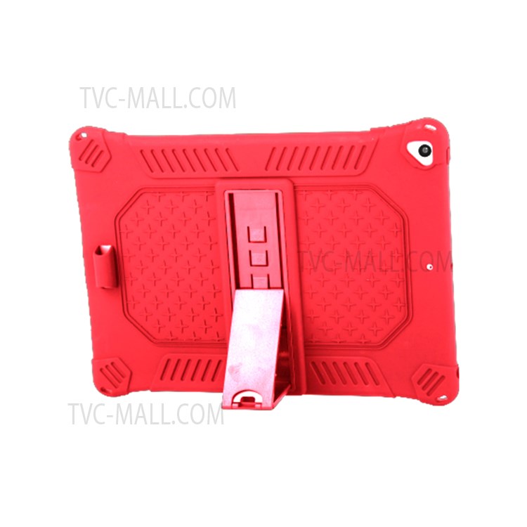 Kickstand PC Soft Silicone Case with Hanging Rope for iPad 10.2 (2021)/(2020)/(2019)/Air 10.5 inch (2019) - Red-5