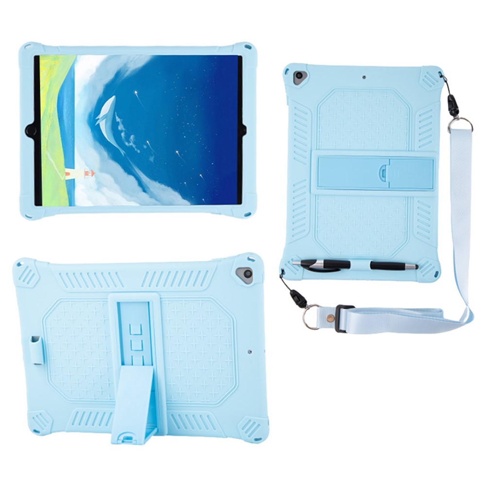 Kickstand PC Soft Silicone Case with Hanging Rope for Apple iPad 10.2 (2020)(2019)/Air 10.5 inch (2019) - Baby Blue-6