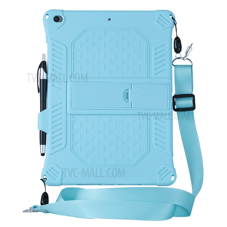 Kickstand PC Soft Silicone Case with Hanging Rope for Apple iPad 10.2 (2020)(2019)/Air 10.5 inch (2019) - Baby Blue-7
