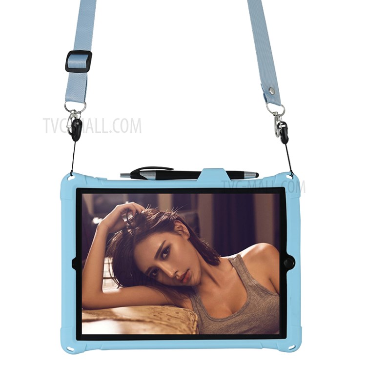 Kickstand PC Soft Silicone Case with Hanging Rope for Apple iPad 10.2 (2020)(2019)/Air 10.5 inch (2019) - Baby Blue-8