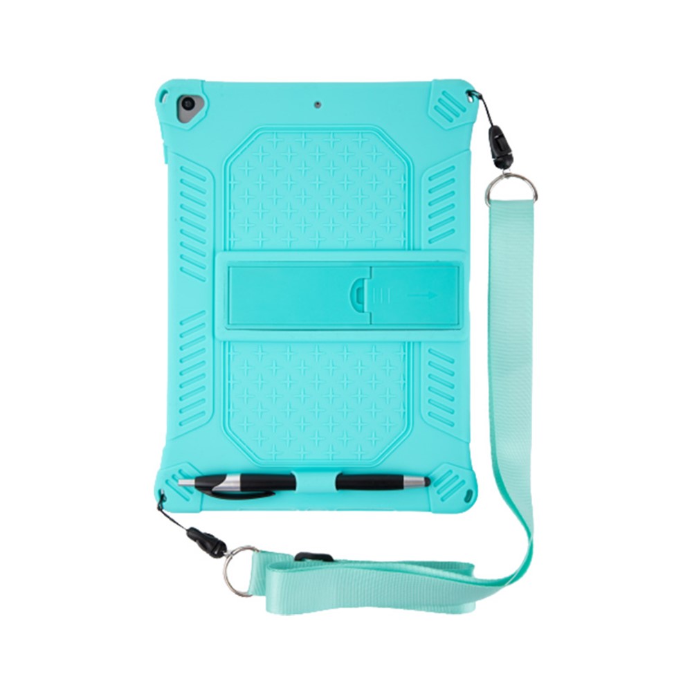 Kickstand PC Soft Silicone Case with Hanging Rope for Apple iPad 10.2 (2020)(2019)/Air 10.5 inch (2019) - Cyan-2