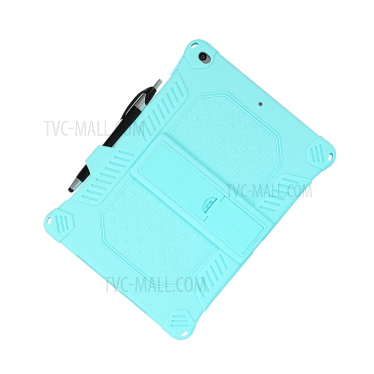 Kickstand PC Soft Silicone Case with Hanging Rope for Apple iPad 10.2 (2020)(2019)/Air 10.5 inch (2019) - Cyan-9