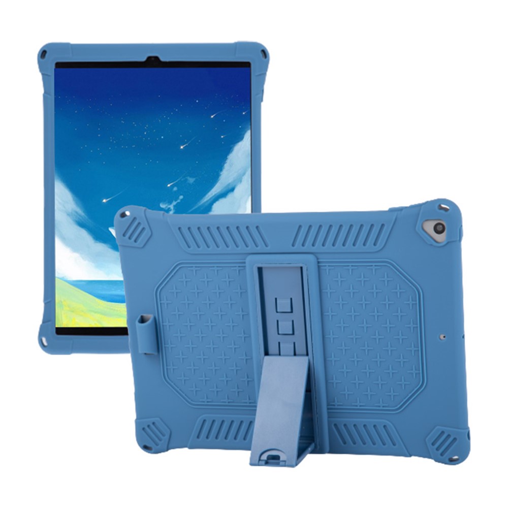Kickstand PC Soft Silicone Case with Hanging Rope for iPad 10.2 (2021)/(2020)/(2019)/Air 10.5 inch (2019) - Dark Blue