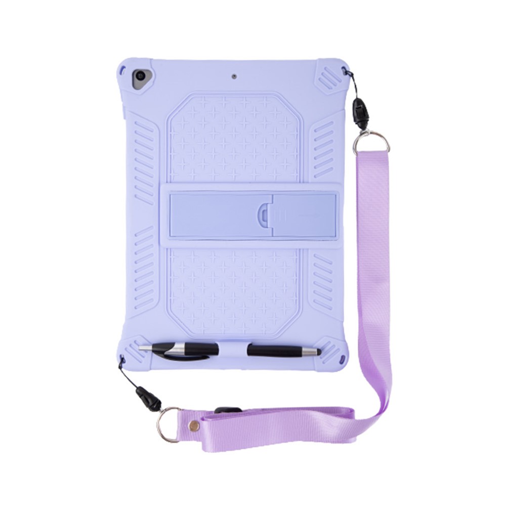 Kickstand PC Soft Silicone Case with Hanging Rope for Apple iPad 10.2 (2020)(2019)/Air 10.5 inch (2019) - Purple-2