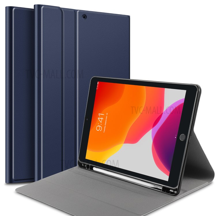 Smart Leather Stand Case with Pen Slot for iPad 10.2 (2019) - Blue-1