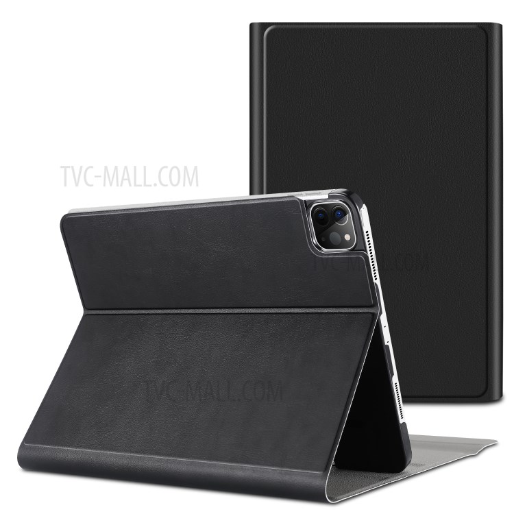 Shell Smart Support En Cuir Avec Fente Stylo Pour IPad Pro 11 Pouces (2020) - Noir-2
