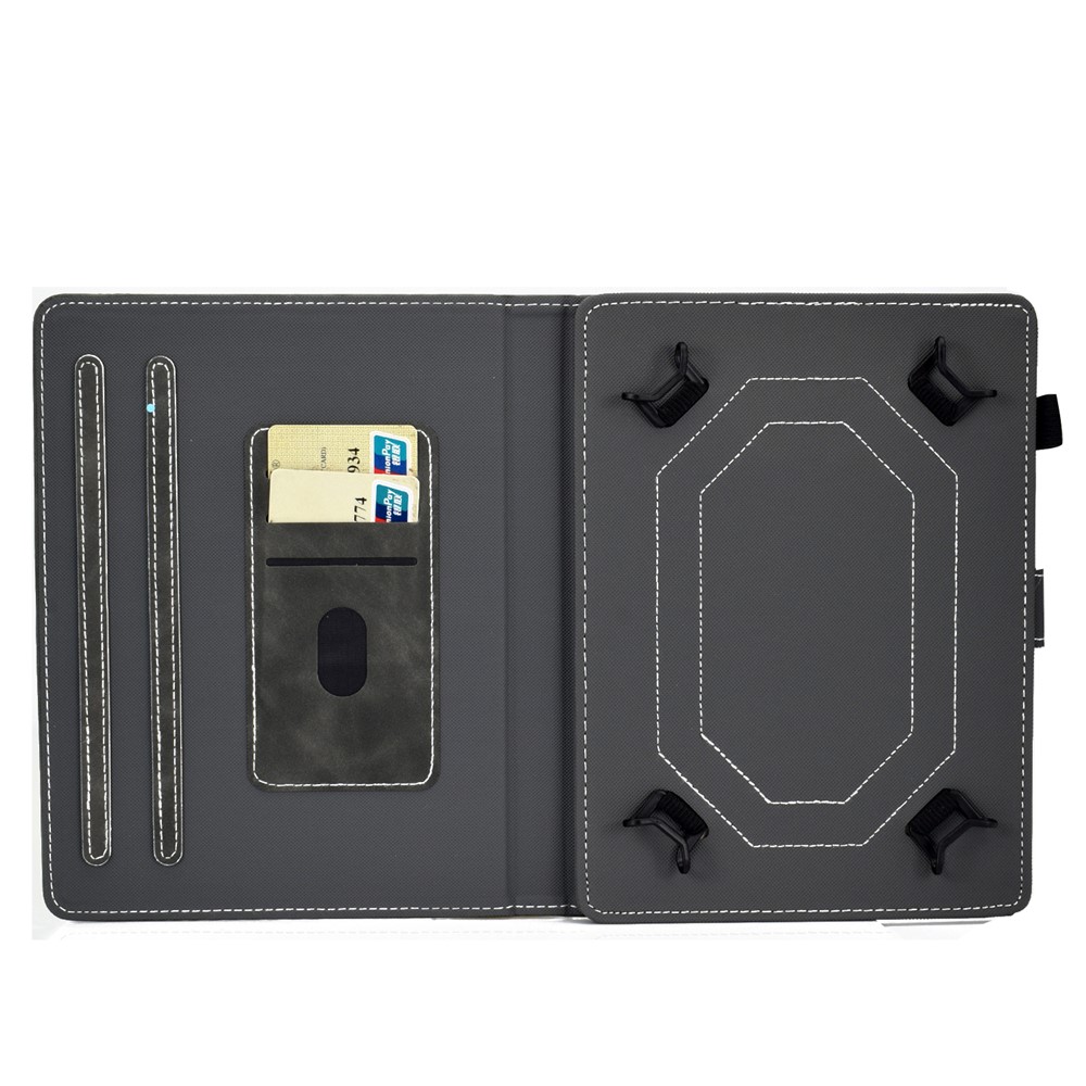 Solid Color Card Slots Stand Flip Leather Protective Shell for 10-inch Tablets - Black-4