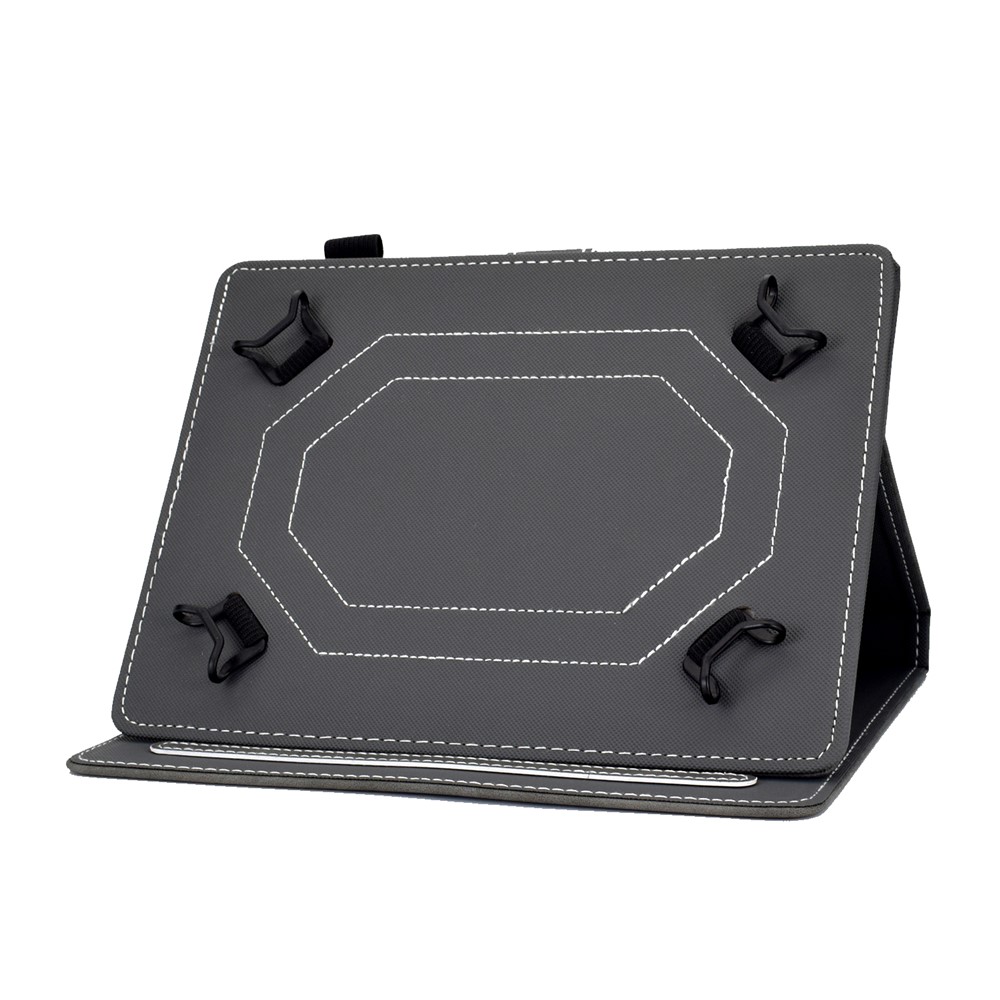 Solid Color Card Slots Stand Flip Leather Protective Shell for 10-inch Tablets - Black-5