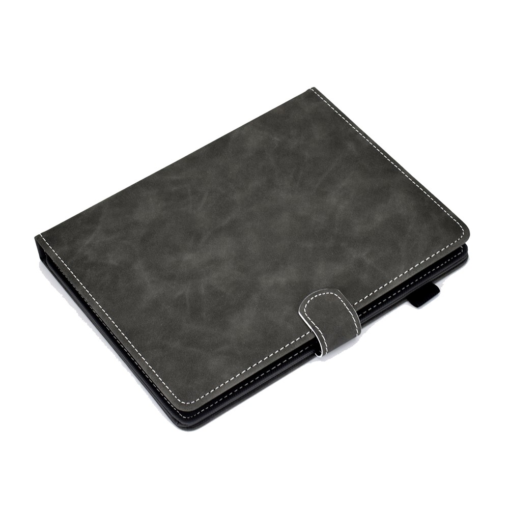 Solid Color Card Slots Stand Flip Leather Protective Shell for 10-inch Tablets - Black-7