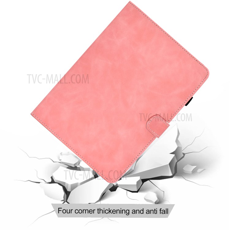 Solid Color Card Slots Stand Flip Leather Protective Shell for 10-inch Tablets - Pink-10