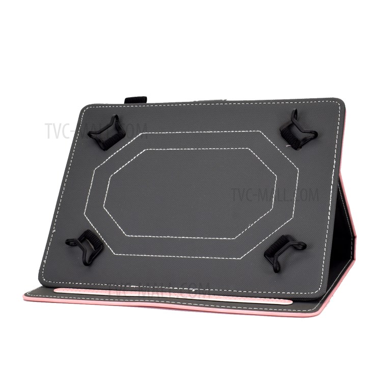 Solid Color Card Slots Stand Flip Leather Protective Shell for 10-inch Tablets - Pink-5