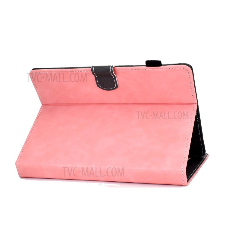 Solid Color Card Slots Stand Flip Leather Protective Shell for 10-inch Tablets - Pink-6