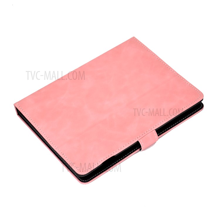 Solid Color Card Slots Stand Flip Leather Protective Shell for 10-inch Tablets - Pink-8