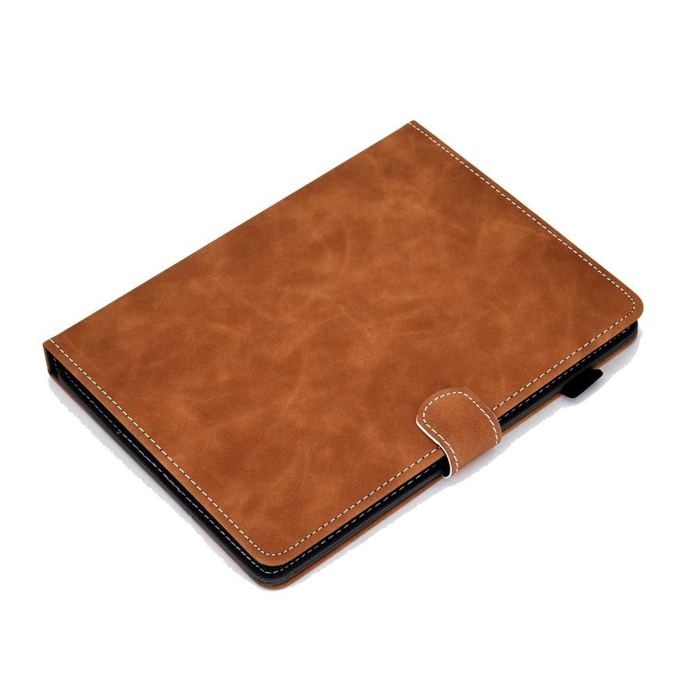 Solid Color Card Slots Stand Flip Leather Protective Shell for 10-inch Tablets - Brown-7