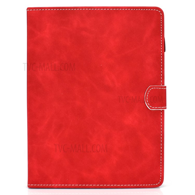 Solid Color Card Slots Stand Flip Leather Protective Shell for 8-inch Tablets - Red-2