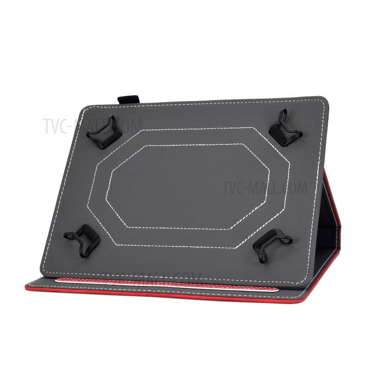 Solid Color Card Slots Stand Flip Leather Protective Shell for 8-inch Tablets - Red-5