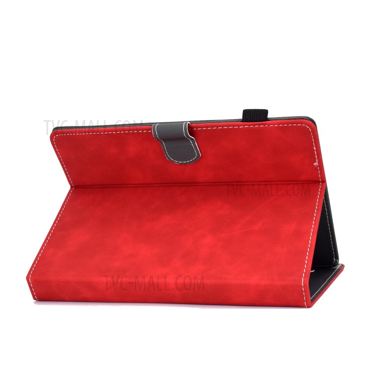 Solid Color Card Slots Stand Flip Leather Protective Shell for 8-inch Tablets - Red-6