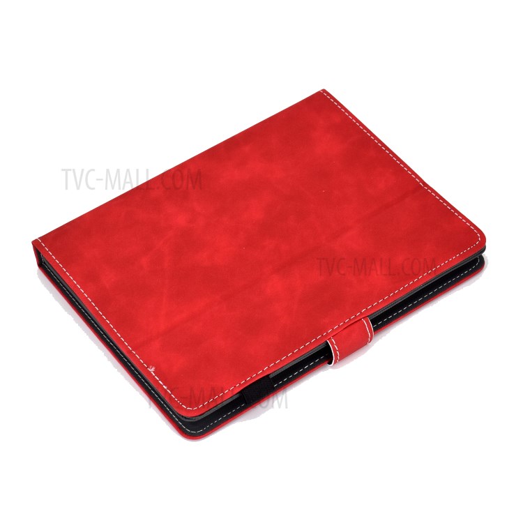 Solid Color Card Slots Stand Flip Leather Protective Shell for 8-inch Tablets - Red-8