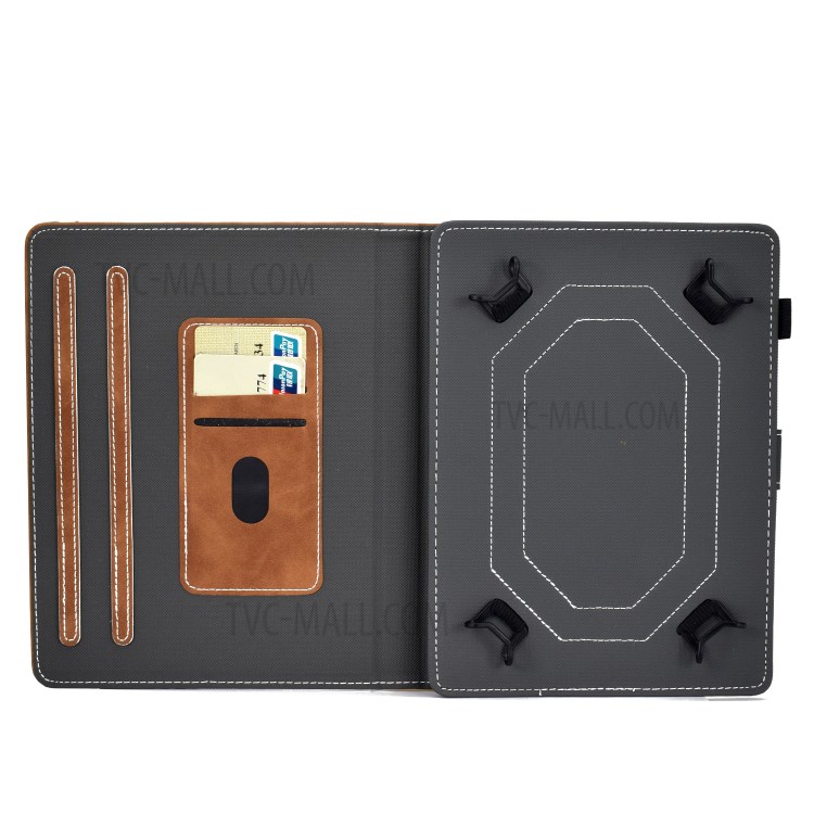 Solid Color Card Slots Stand Flip Leather Protective Shell for 8-inch Tablets - Brown-4
