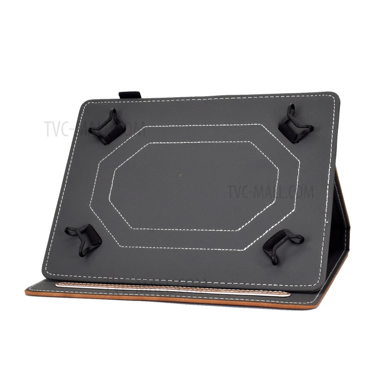 Solid Color Card Slots Stand Flip Leather Protective Shell for 8-inch Tablets - Brown-5