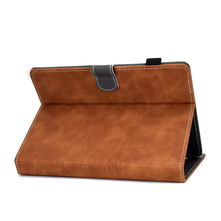 Solid Color Card Slots Stand Flip Leather Protective Shell for 8-inch Tablets - Brown-6
