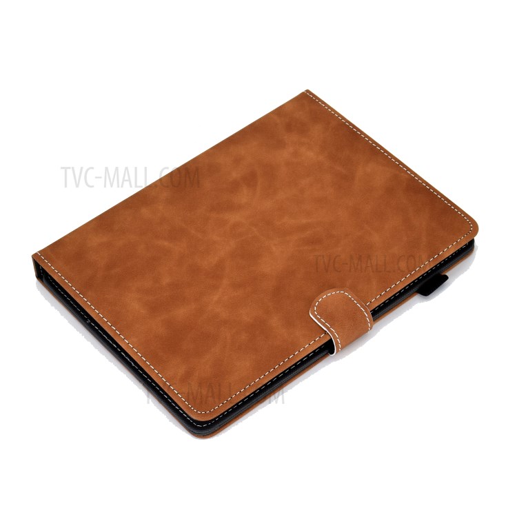 Solid Color Card Slots Stand Flip Leather Protective Shell for 8-inch Tablets - Brown-7