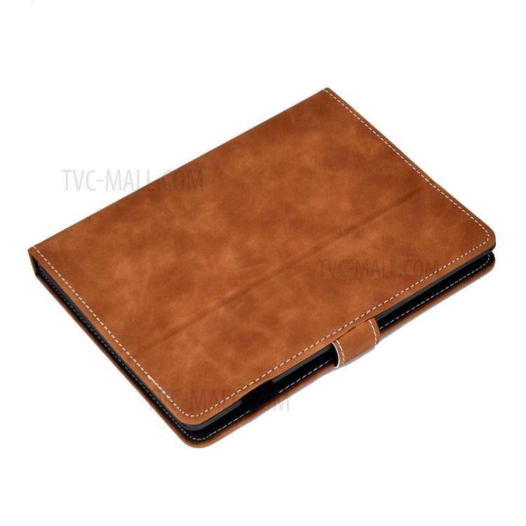 Solid Color Card Slots Stand Flip Leather Protective Shell for 8-inch Tablets - Brown-8