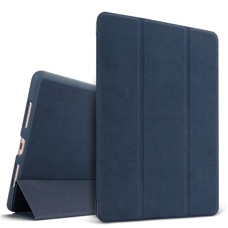 Deerskin Texture Tri-Fold Stand Smart Leather Shell for iPad Pro 9.7 inch - Dark Blue-1