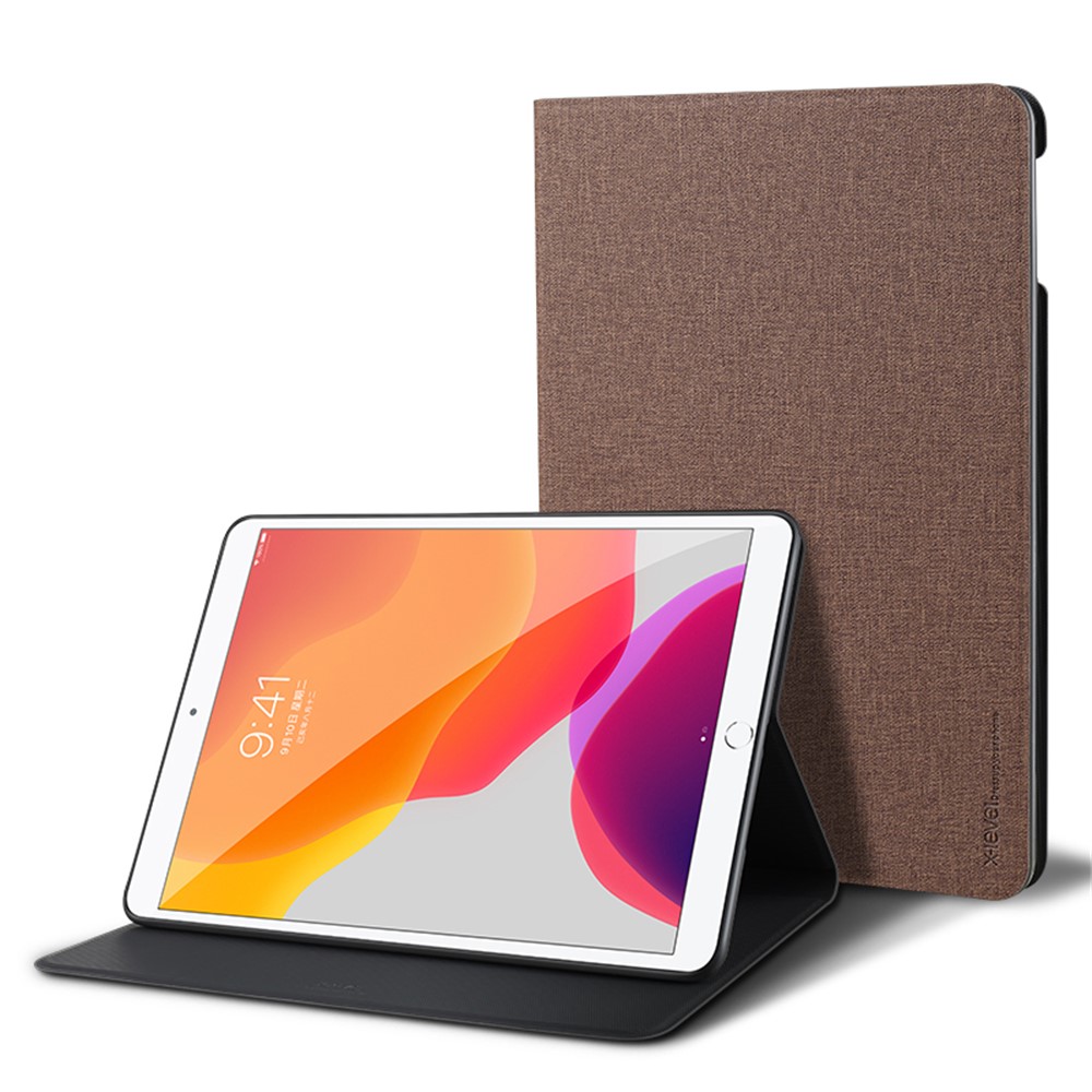 X-LEVEL Canvas Series Cloth Texture Leather Protective Cover for iPad 5/6 / iPad 9.7 2016/2017/2018 - Brown-1