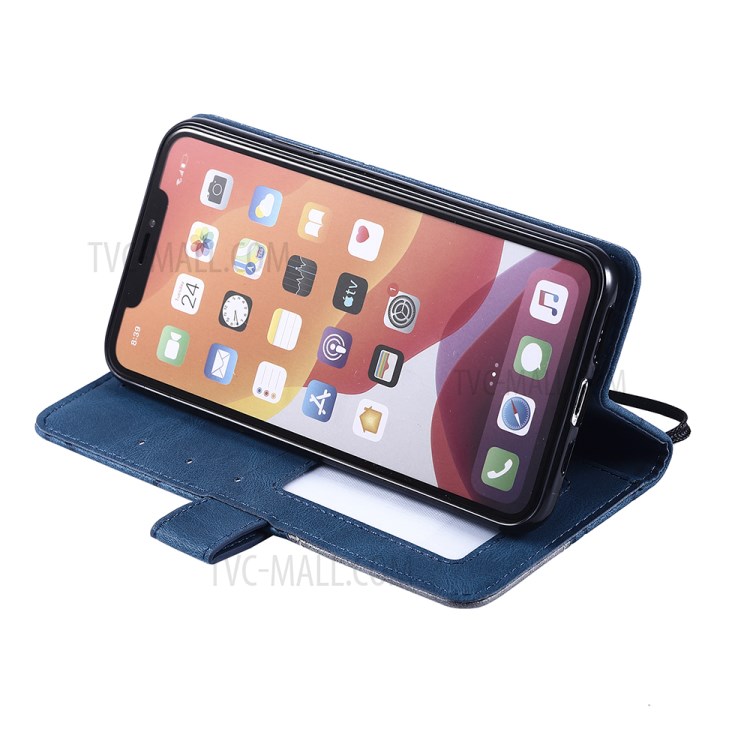 Color Splicing Wallet Stand Leather Mobile Cover for iPhone 11 Pro Max 6.5 inch - Blue-12