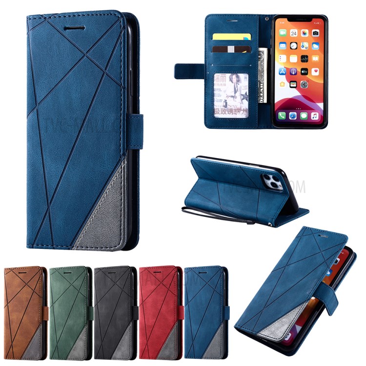 Color Splicing Wallet Stand Leather Mobile Cover for iPhone 11 Pro Max 6.5 inch - Blue-14