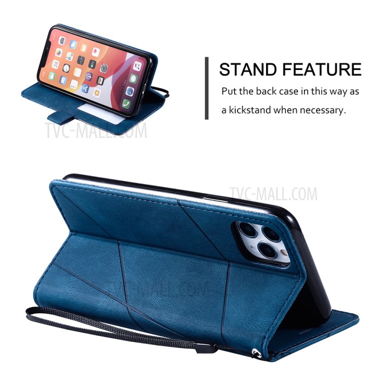 Color Splicing Wallet Stand Leather Mobile Cover for iPhone 11 Pro Max 6.5 inch - Blue-2