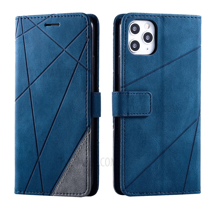 Color Splicing Wallet Stand Leather Mobile Cover for iPhone 11 Pro Max 6.5 inch - Blue-5