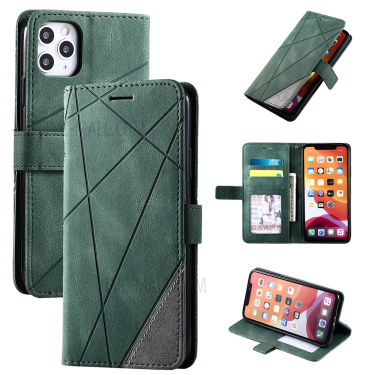 Color Splicing Wallet Stand Leather Mobile Cover for iPhone 11 Pro Max 6.5 inch - Green-1