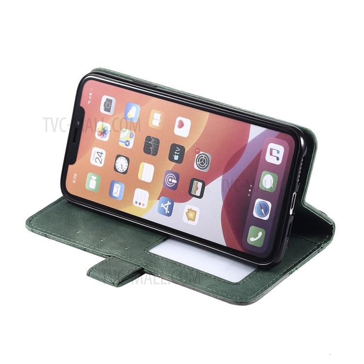 Color Splicing Wallet Stand Leather Mobile Cover for iPhone 11 Pro Max 6.5 inch - Green-12
