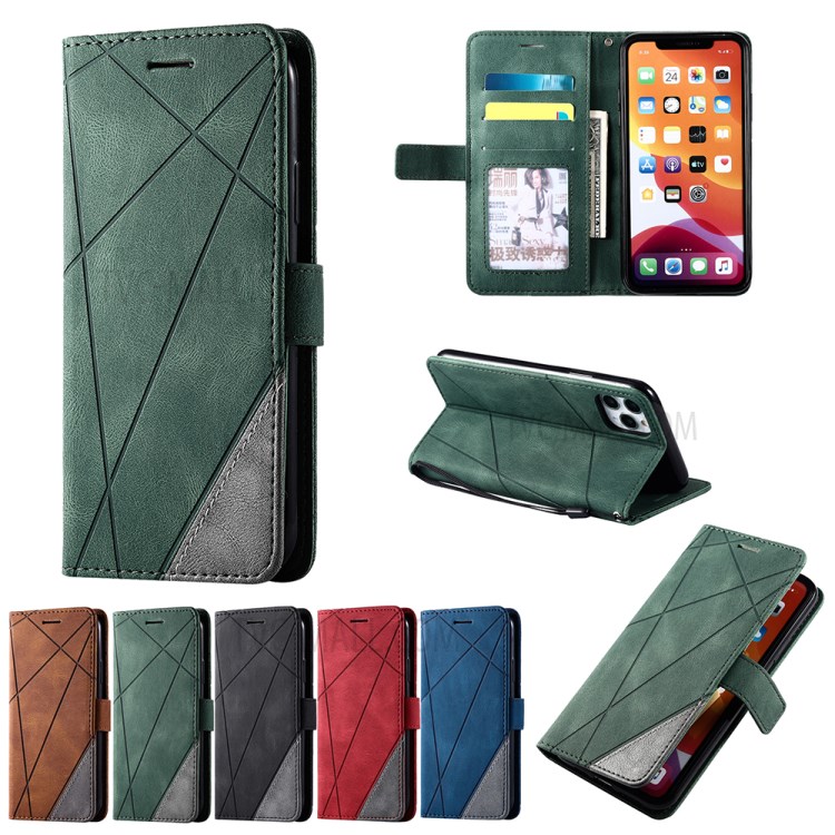 Color Splicing Wallet Stand Leather Mobile Cover for iPhone 11 Pro Max 6.5 inch - Green-14