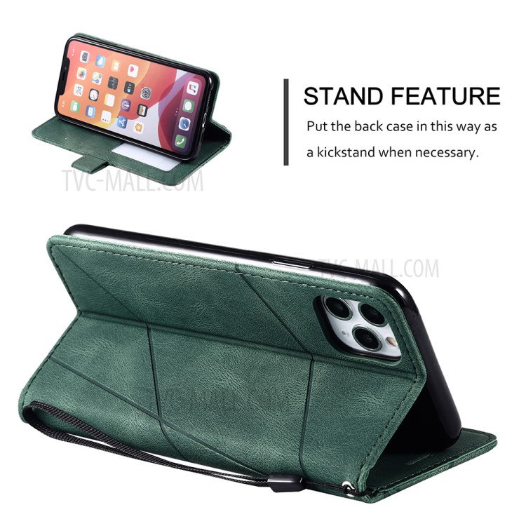Color Splicing Wallet Stand Leather Mobile Cover for iPhone 11 Pro Max 6.5 inch - Green-2