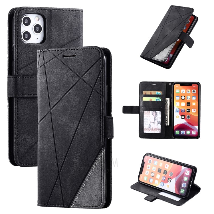 Color Blocking Stylish Protective Leather Shell for iPhone 11 Pro 5.8 inch - Black-1