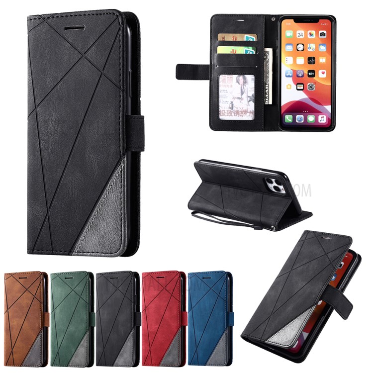 Color Blocking Stylish Protective Leather Shell for iPhone 11 Pro 5.8 inch - Black-14