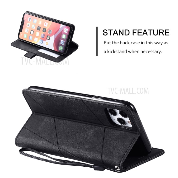 Color Blocking Stylish Protective Leather Shell for iPhone 11 Pro 5.8 inch - Black-2