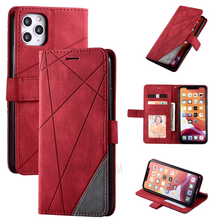 Color Blocking Stylish Protective Leather Shell for iPhone 11 Pro 5.8 inch - Red-1