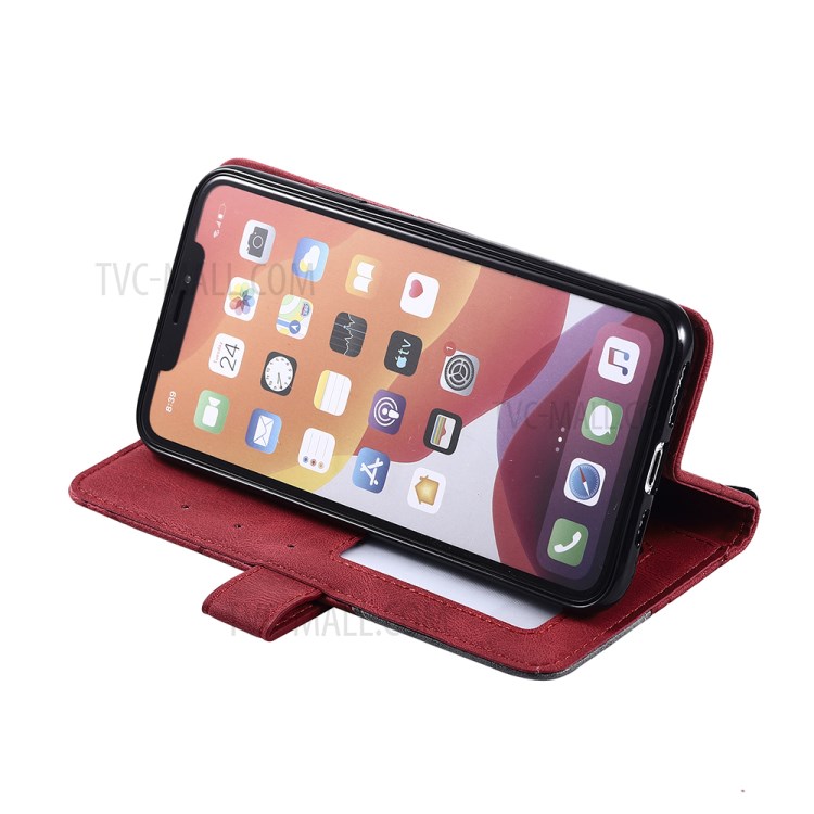 Color Blocking Stylish Protective Leather Shell for iPhone 11 Pro 5.8 inch - Red-12