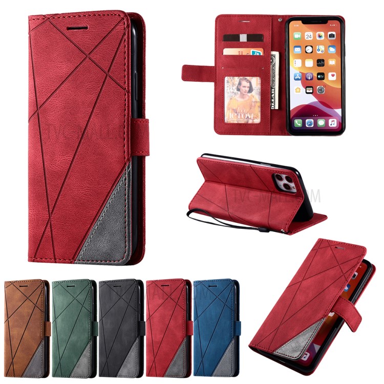 Color Blocking Stylish Protective Leather Shell for iPhone 11 Pro 5.8 inch - Red-14
