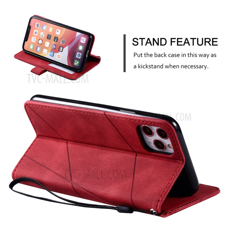 Color Blocking Stylish Protective Leather Shell for iPhone 11 Pro 5.8 inch - Red-2