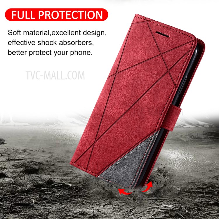 Color Blocking Stylish Protective Leather Shell for iPhone 11 Pro 5.8 inch - Red-3