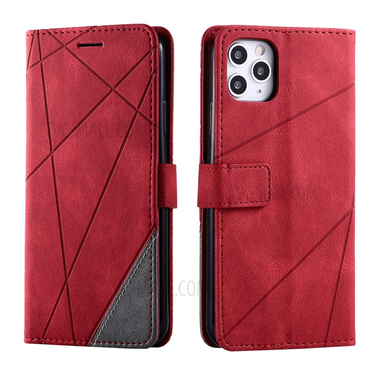 Color Blocking Stylish Protective Leather Shell for iPhone 11 Pro 5.8 inch - Red-5