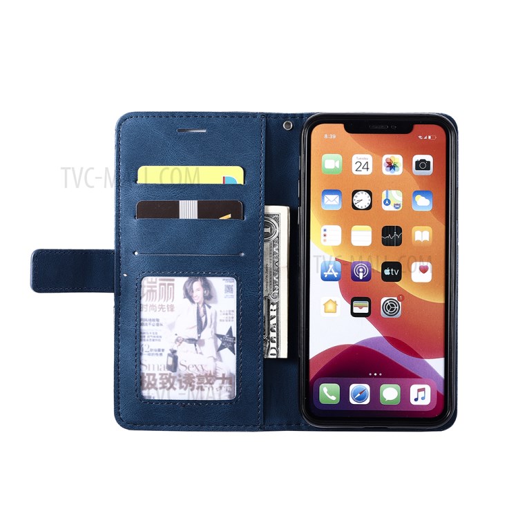 Color Blocking Stylish Protective Leather Shell for iPhone 11 Pro 5.8 inch - Blue-11