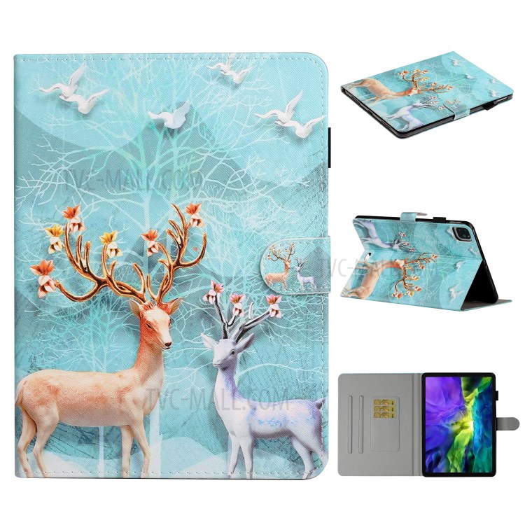 Pattern Printing Leather Stand Shell with Card Slots for iPad Pro 11-inch (2020) (2018) - Elk-1