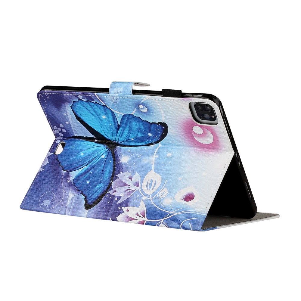 Pattern Printing Leather Stand Shell with Card Slots for iPad Pro 11-inch (2020) (2018) - Blue Butterfly-4